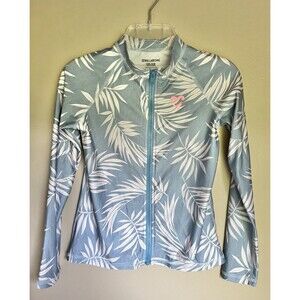 Billabong Girls Size‎ Large Long Sleeve Rash Guard Zip-up Blue UVA/UVB